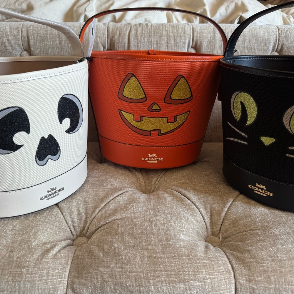 Coach Halloween Trio Bucket Totes - Orange, White & Black